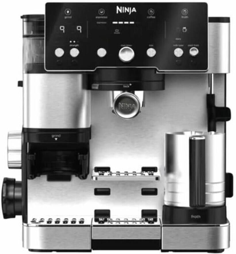 Ninja ES501EU Espressomachine 2l Koffiebonen Cappuccino Espresso Koffie 1650W 9bar Afneembare Watertank Ingebouwde Melkopschuimer Melkreservoir Warmhoudfunctie