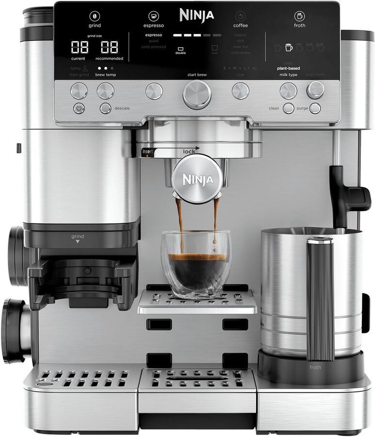 Ninja Luxe Café Premier Plus 3-in-1 Espressomachine cold brew koffie en filterkoffie Melkopschuimer met 4 automatische voorinstellingen Zilver ES655EU
