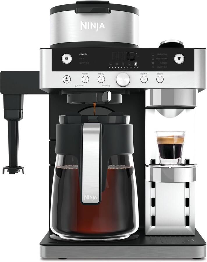 Ninja Prestige Dualbrew System Koffiezetapparaat voor filterkoffie en cups inclusief ingebouwde melkopschuimer CFN802EU