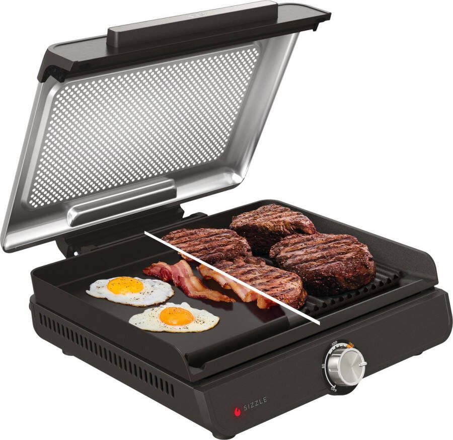Ninja Rookvrije Griddle & Grill Contactgrill Inclusief Grill en Plancha Bakplaat Anti-Aanbaklaag met PFAS vrije Coating tot 260 °C GR101EU
