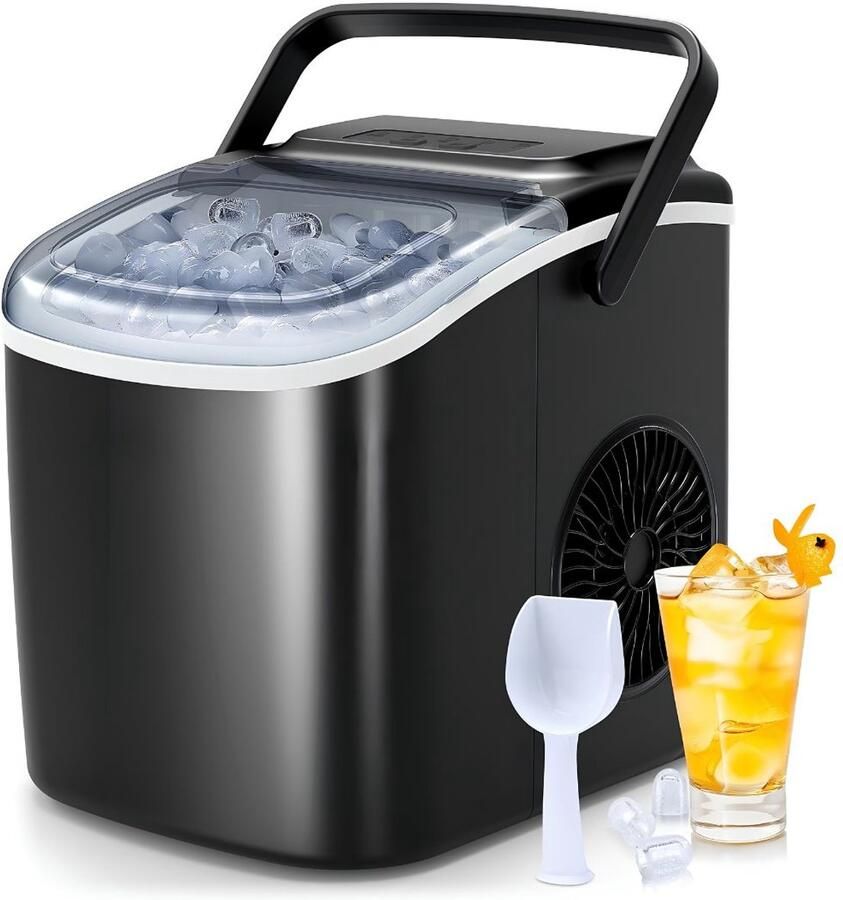 Niva Ijsblokjesmachine IJsklontjesmachine Compacte IJsklontjesmachine Zwart 30cm x 23cm x 29cm