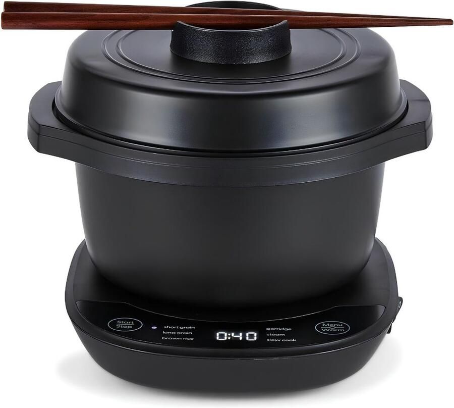 Niva Rijstkoker – Multifunctioneel Koken Met Keramische Binnenpan – Zwart 20cm x 21cm x 18cm