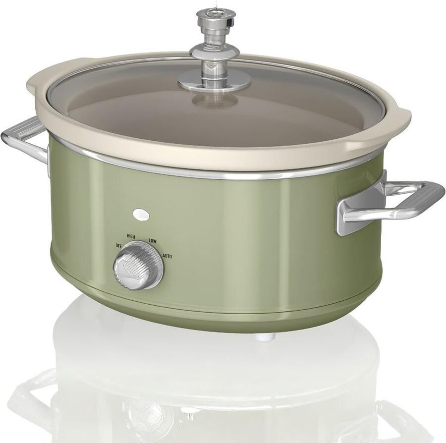 Niva Slowcooker Keramische Binnenpan Warmhoudfunctie Groen 27cm x 33cm x 22cm
