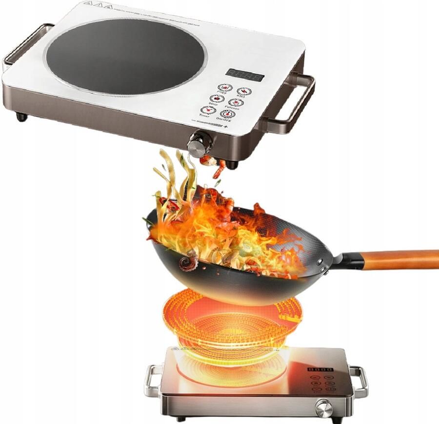 No Inductiekookplaat 1 Zone 2200W Draagbaar met Touchbediening Krachtig & Energiezuinig voor Keuken Kamperen