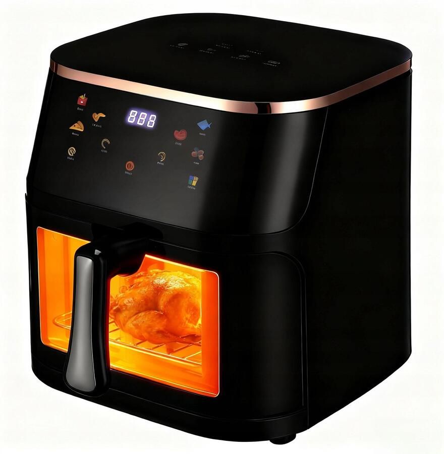 No-No XXL Airfryer 10 Liter 1400W Met Groot Observeerwindow & Touchbediening Vetvrij Frituren voor Gezin