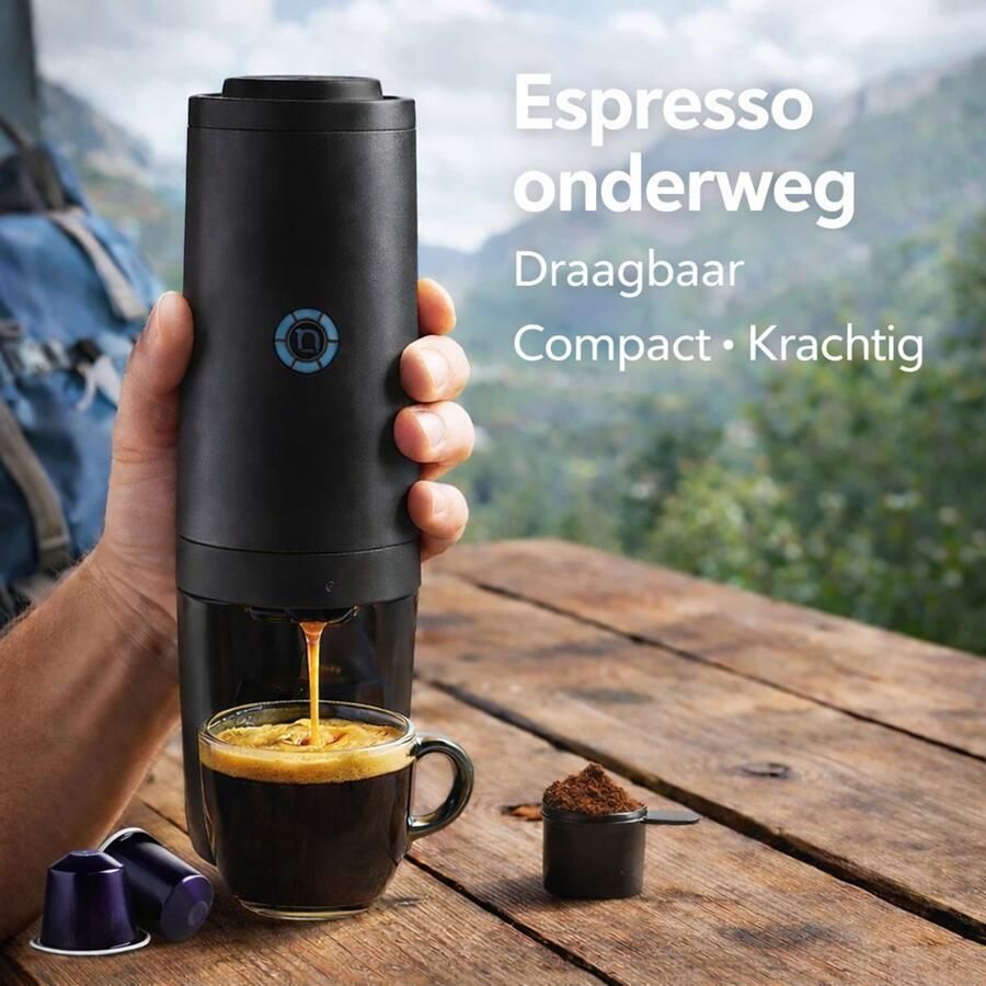 Nomious Prime Brew – Draagbare espressomachine & portable espresso maker – Elecrische koffiemachine voor koffie onderweg – Mini espresso apparaat met barista-kwaliteit – ook voor decafé nespresso Gemakkelijk mee te nemen op reis camping of kantoor