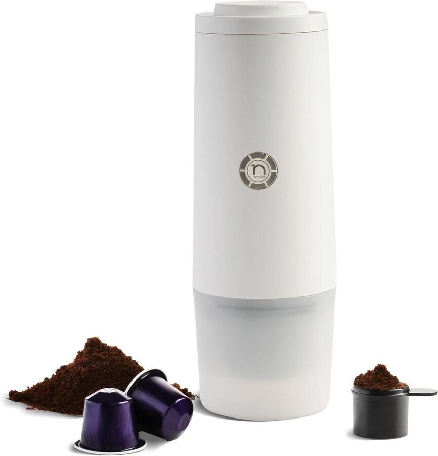 Nomious Prime Brew – Draagbare Handmatige Espressomachine 20 Bar – Mini & Compact Portable Koffiemachine – Voor Onderweg Camping Auto boot vliegtuig sup fiets – Compatibel met Nespresso-maat koffiecups & Gemalen Koffie – Cream WIT - Foto 3