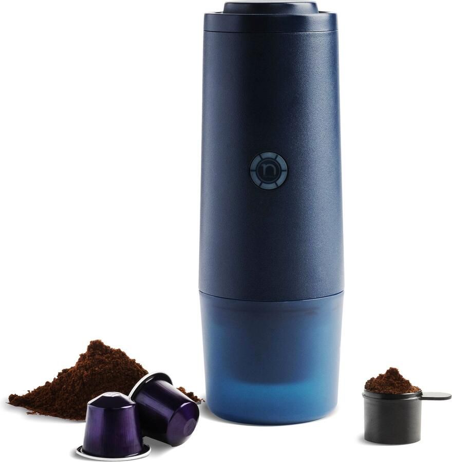 Nomious PrimeBrew Draagbare Espressomachine – Draagbaar Koffiezetapparaat voor Onderweg – Espresso voor Onderweg – Zelfverwarmend – Oplaadbaar – 20 Bar – Geschikt voor Nespresso Capsules & Gemalen Koffie – Camping & Reizen