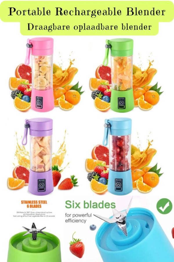 Non Branded Draagbare Vruchtensap Blender Zomer Persoonlijke Elektrische Mini Fles Home Usb 6 Messen Juicer Cup Machine Voor Keuken