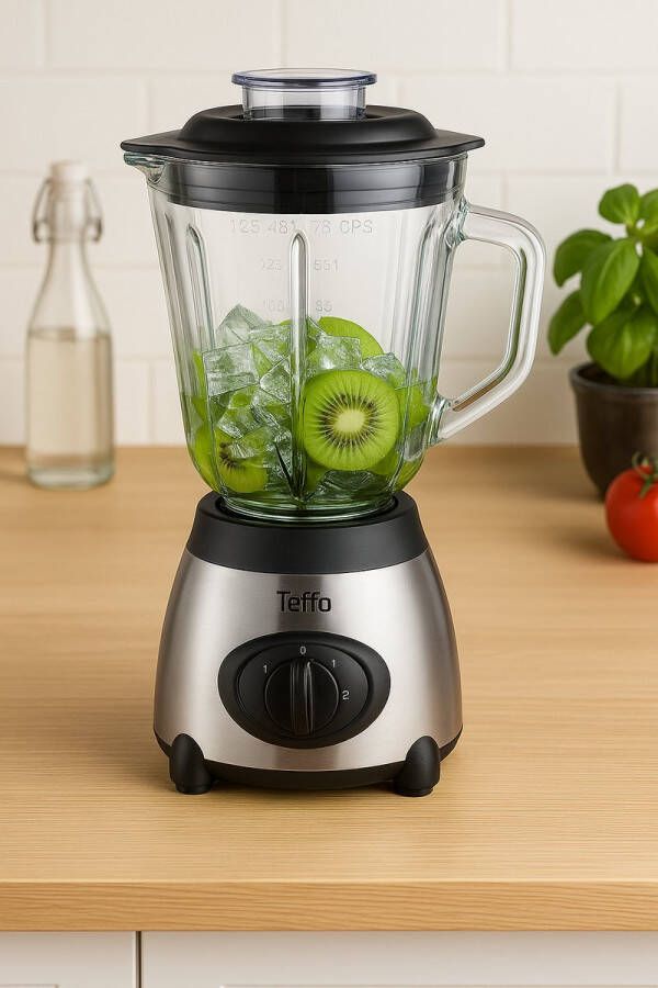 Nordeliv Teffo Blender – Krachtig & Veelzijdig – Met IJscrusherfunctie – RVS Design – 1 5L