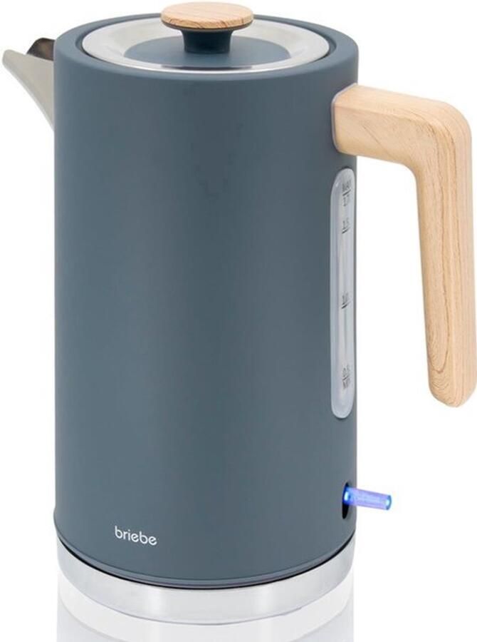 Nordic Elektrische Waterkoker 1 7 L Draadloos 2200 W Snel Koken BPA-vrij 360° Basis -controller automatische uitschakeling Scandinavisch Ontwerp Handvat in Houtlook Grijs