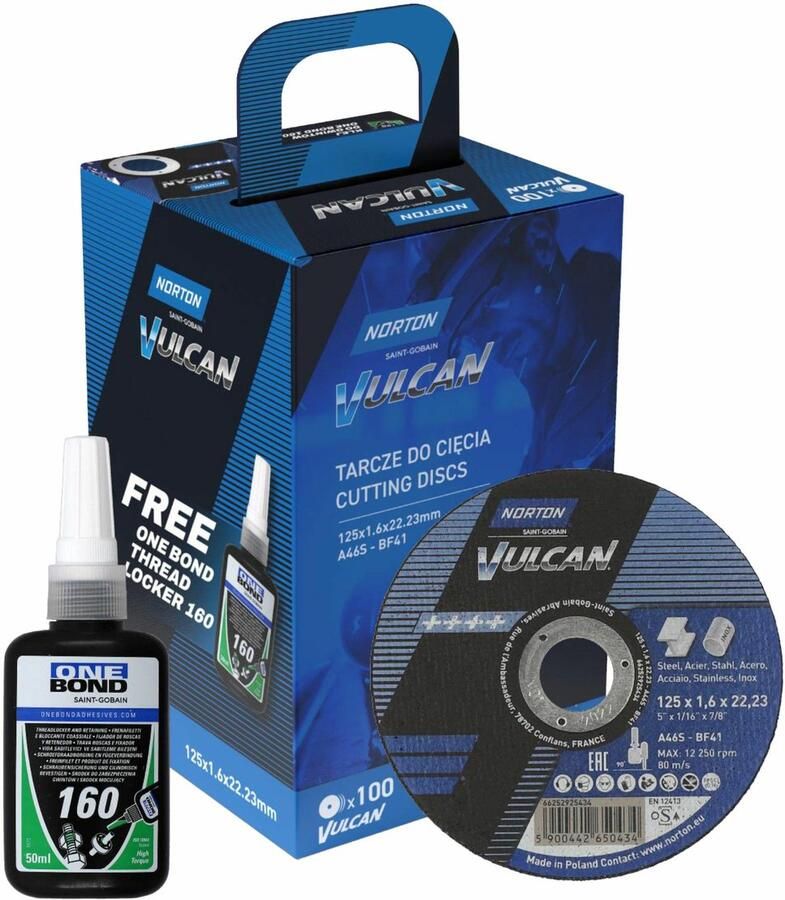 Norton Vulcan Serie Snijschijf 125mm Diameter 1 6mm Dikte Voor Staal en INOX