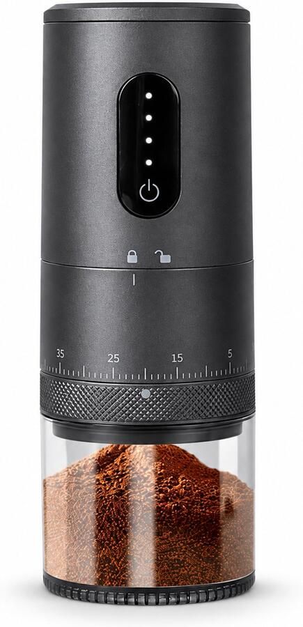 Nosheir Elektrische koffiebonenmaler – draagbaar – touchbediening – USB-oplaadbaar – voor verse koffie thuis kantoor en reizen – compact – Zwart