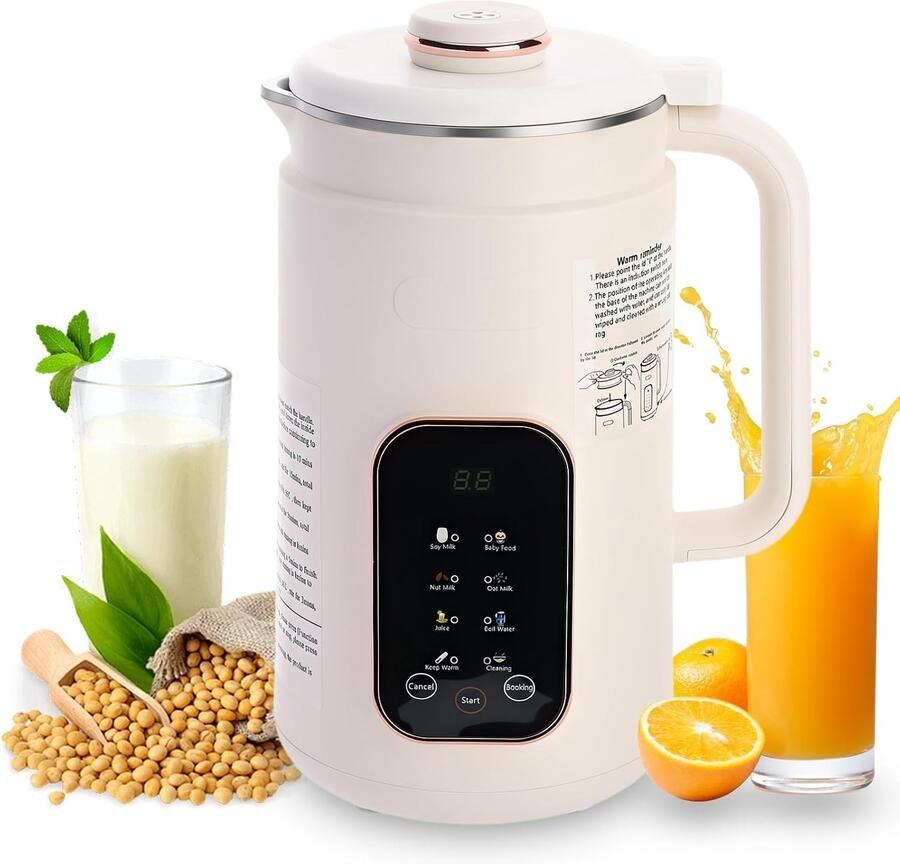 Notenmelkmaker Beige 1 2 L Met 8 Functies voor Soja- en Notenmelk
