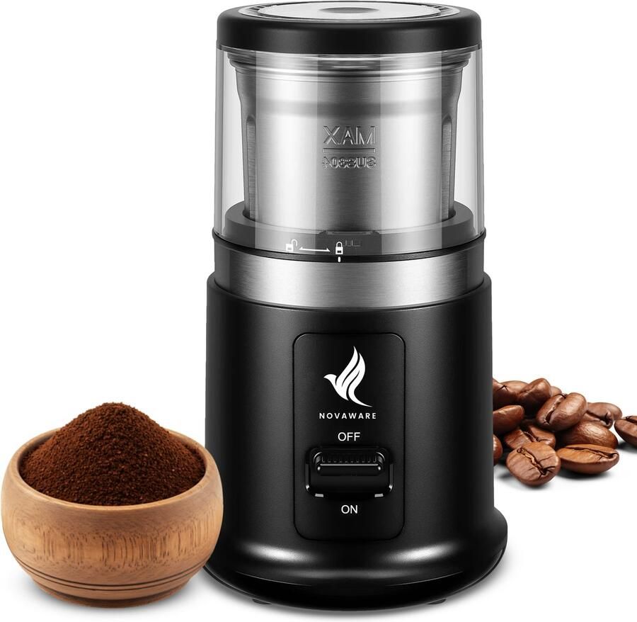 NovaWare Elektrische Koffiemolen Koffiebonen Maler – Koffiemaler – Coffee Grinder – 200W Zwart