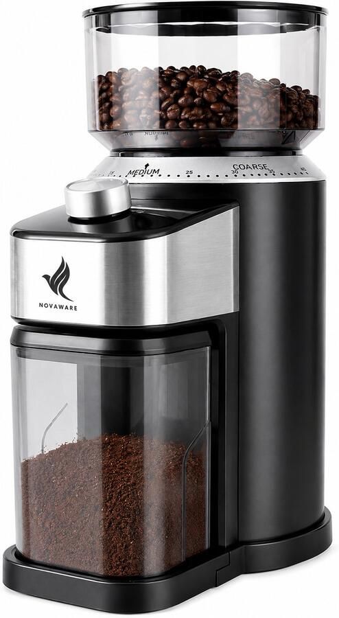 NovaWare Koffiemolen Pro – Elektrische Koffiemolen – Koffiebonen maler – Koffiemaler Coffee Grinder Zwart