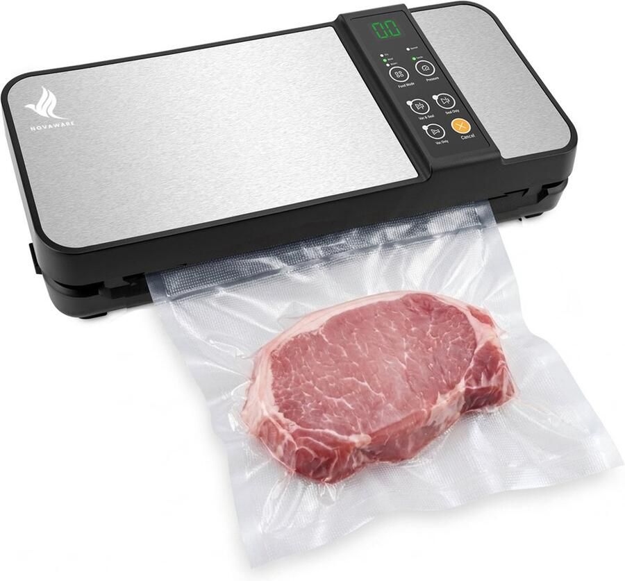 NovaWare Vacumeermachine – Vacuümmachines Vacuum Sealer Foodsaver Seal Apparaat – Incl. 3m Folierol en Vacuumslang Grijs