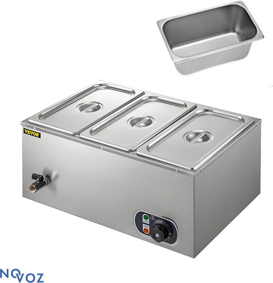 Novoz Buffetwarmer Electrisch Chafing Dish Warmhoudbakken 3 Voor Buffet 3 Delig 24 Liter