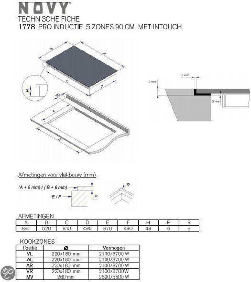 Novy 1778 Pro inductie 5 zones 90 cm met InTouch | Kookplaten met flexibele kookzone | Keuken&Koken Kookplaten | 1778