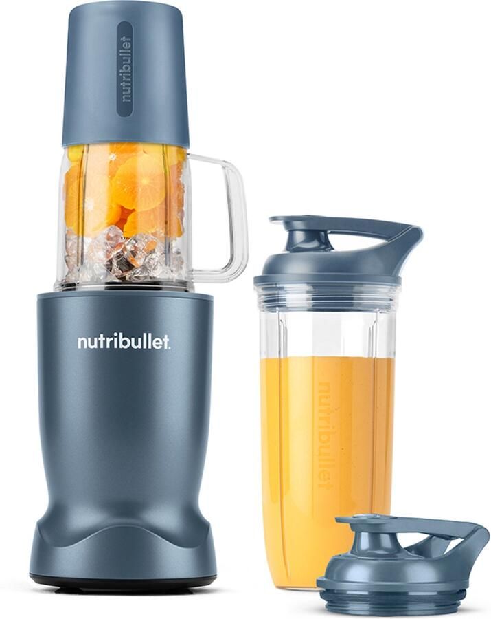 NutriBullet Turbo Blender Smoothie Maker 1000 Watt 7-delige Set 900 ml & 700 ml Drinkbeker 2 To-Go Deksels Blauw