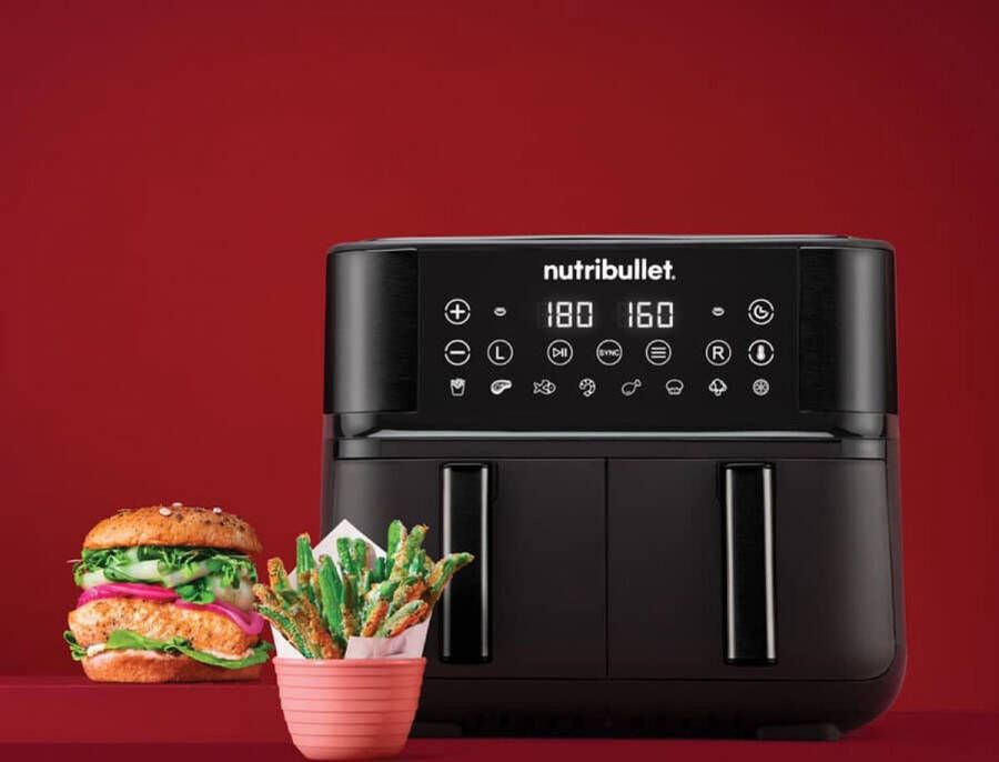 NutriBullet Air Fryer Double Bac Dubbel 8 l Vrijstaand 2850 W Heteluchtfriteuse Zwart