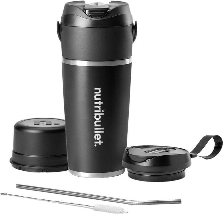 NutriBullet Flip Draadloze Blender RVS Thermos Beker To Go Zwart