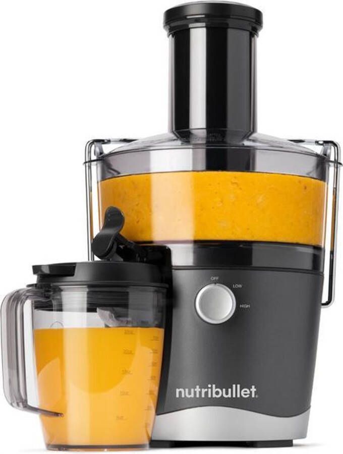 NutriBullet Juicer 800 ml 800 Watt Brede invoertrechter Handige Sapkan Schoonmaakborstel en Stamper Grijs - Foto 1