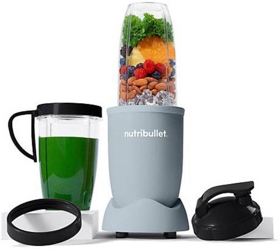 Nutribullet Blender Pro NB907MASL- compacte mixer 900W 2 mengbekers(700+925ml) Lichtblauw Drukkken draaien mixen sterke motor beker+accessoires vaatwasmachinebestendig