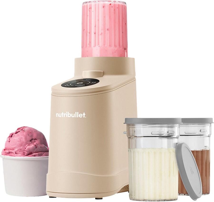 NutriBullet Chill IJsmachine Beige 500W 5 Programma's Roomijs Sorbet Gelato en Frozen Yogurt