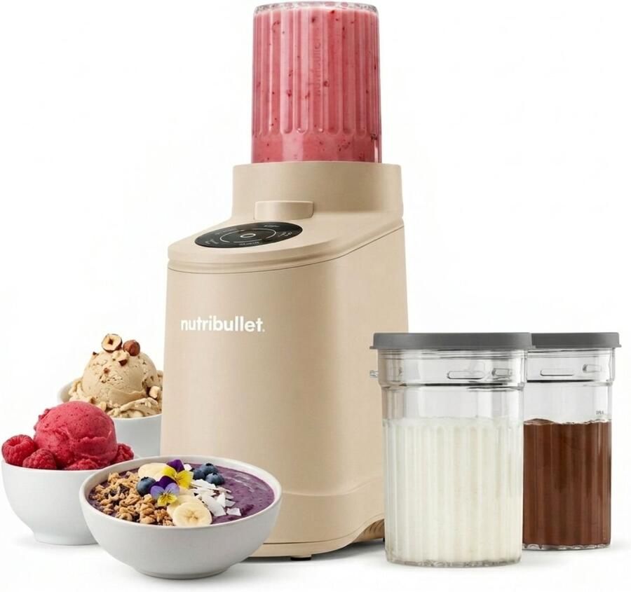 NutriBullet Chill IJsmachine Beige 500W 5 Programma's Roomijs Sorbet Gelato en Frozen Yogurt Incl. Receptenboek - Foto 2
