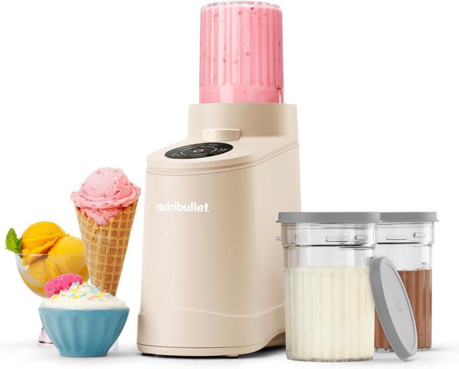 NutriBullet Chill IJsmachine Beige 500W 5 Programma's Roomijs Sorbet Gelato en Frozen Yogurt Incl. Receptenboek - Foto 3