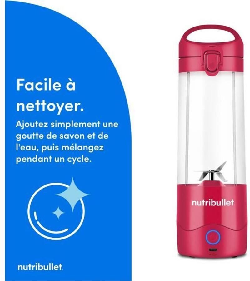 NutriBullet Draagbare blender NBP003MA 70W 0 475L Magenta 1 fles inbegrepen - Foto 3