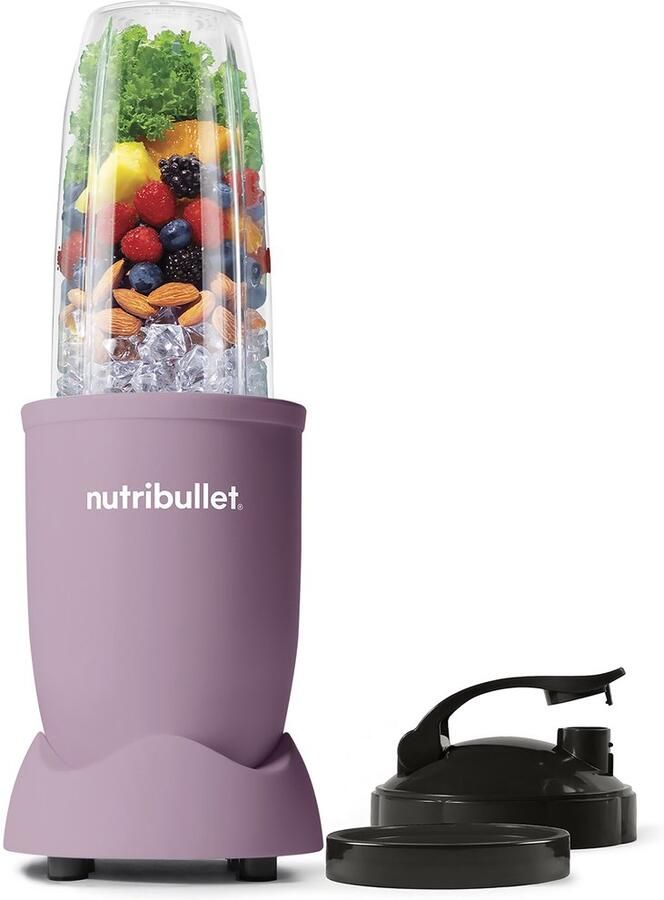 NutriBullet Exclusive Blender 900 Watt Smoothie Maker -700ml Drinkbeker BPS- en BPS-vrij To-Go deksel Incl. Accessoires Lavendel Paars Incl. Digitaal Receptenboek