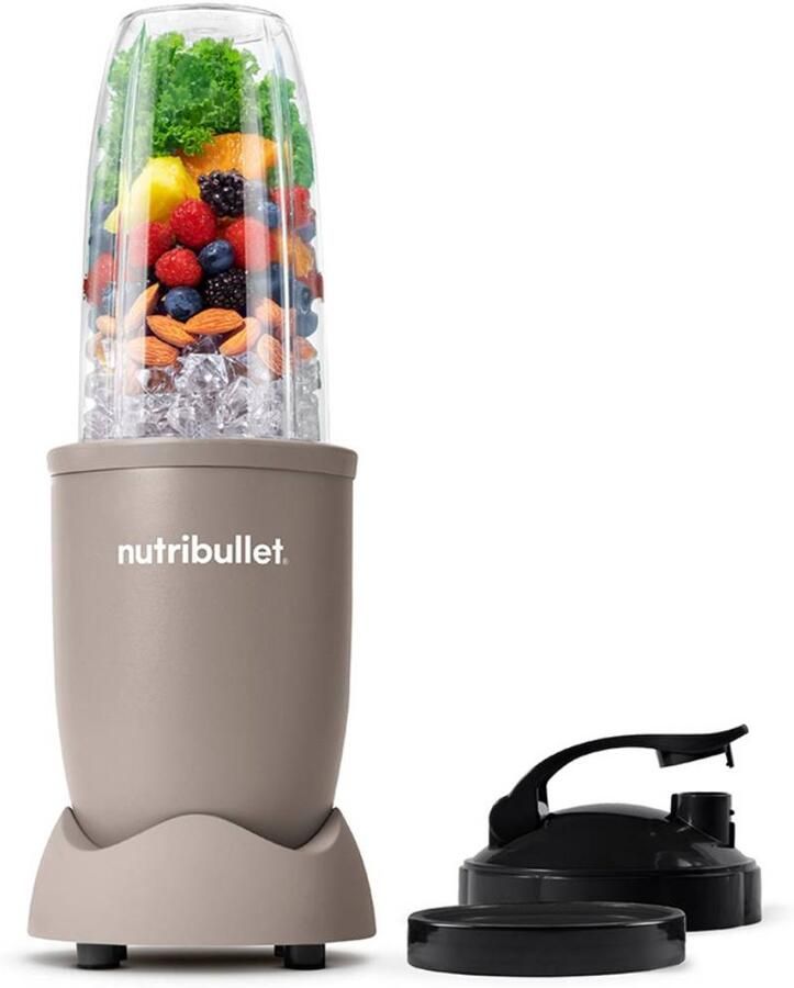 NutriBullet Exclusive Blender 900 Watt Smoothie Maker Incl. To Go Deksel & Accessoires 700 ml Drinkbeker BPA & BPS-vrij Grijs Mocca
