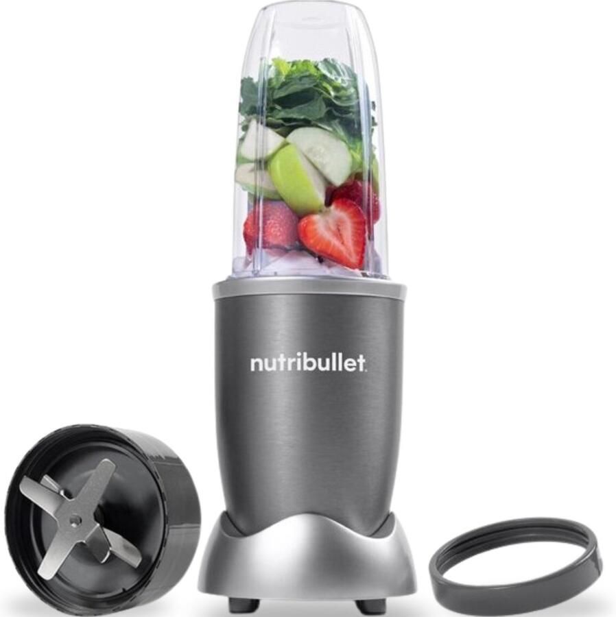 NutriBullet Pro Blender 700ml Drinkbeker BPA- en BPS-vrij Geschikt voor Ijsklontjes Noten en Zaden 900 Watt Grijs - Foto 2