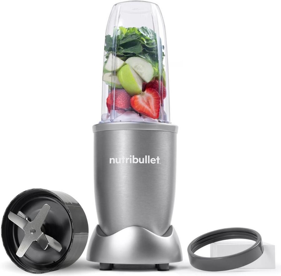 NutriBullet Pro Blender 900 Watt Incl. Mixing Accessoires Incl. 700 ml Tritan Drinkbeker en Drinkring- BPA- en BPS-vrij Geschikt voor Ijsklontjes Noten en Zaden Grijs - Foto 3
