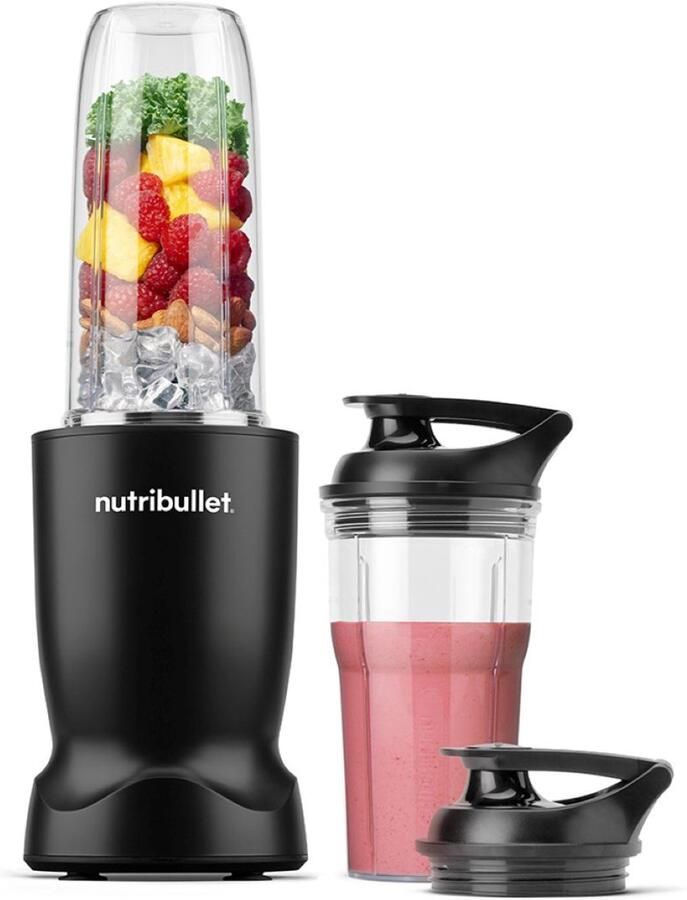 NutriBullet Turbo Blender Smoothie Maker 1000 Watt 6-delige Set 900 ml & 590 ml Drinkbeker 2 To-Go Deksels Zwart
