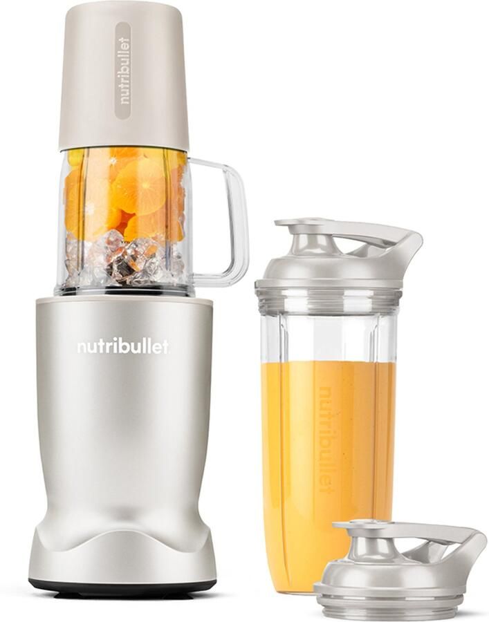NutriBullet Turbo Blender Smoothie Maker 1000 Watt 7-delige Set 900 ml & 700 ml Drinkbeker 2 To-Go Deksels Silk Beige