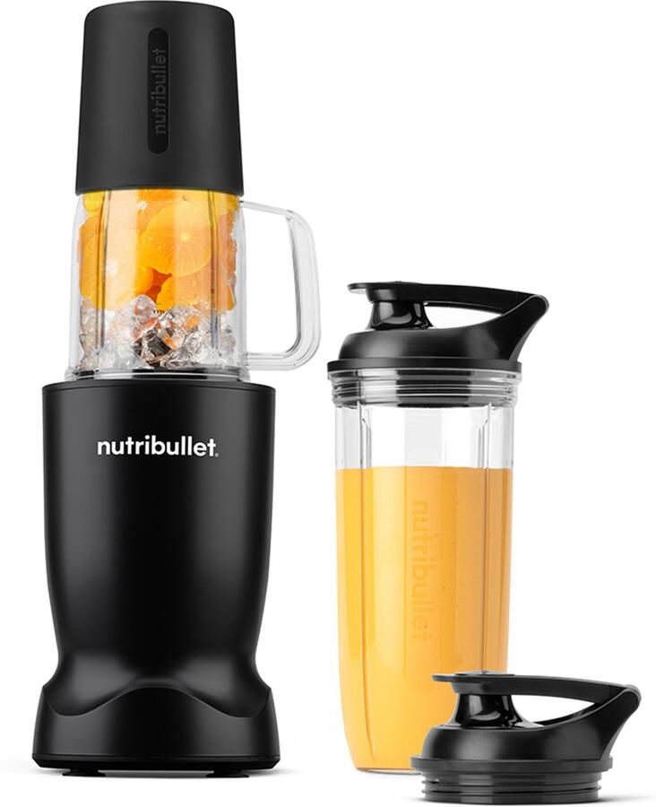 NutriBullet Turbo Blender Smoothie Maker 1000 Watt 7-delige Set 900 ml & 700 ml Drinkbeker 2 To-Go Deksels Zwart