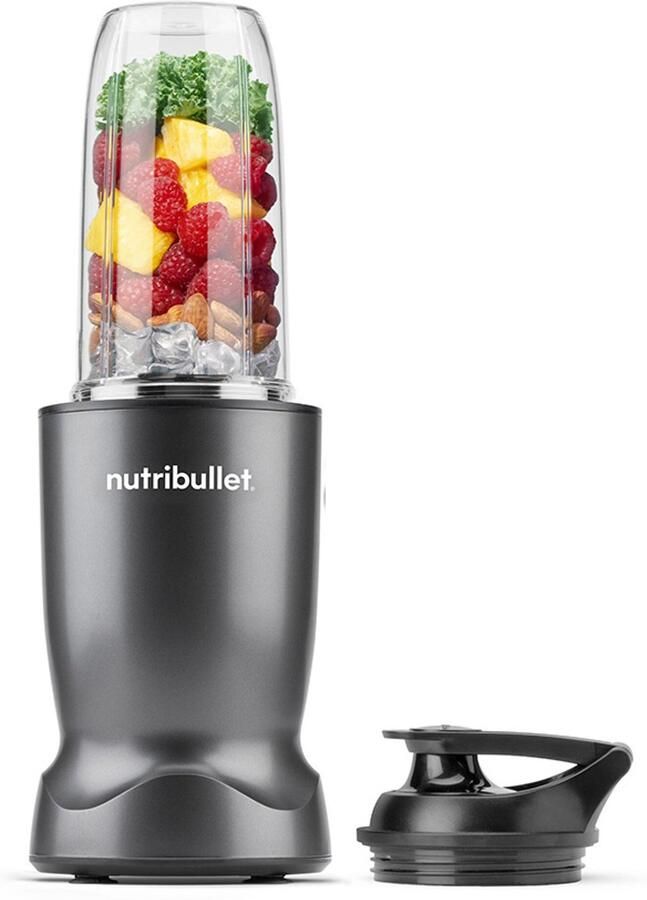 NutriBullet Turbo Blender Smoothie Maker Powerblender Krachtige 1000 Watt Motor Incl. To Go Deksel en 700 ml Drinkbeker Grijs