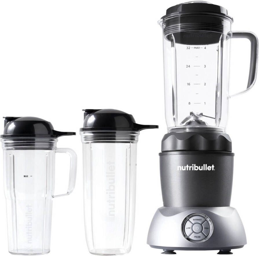 NutriBullet Select 2.0 10-delig 1000 Watt Blender To Go Drinkbekers Warme en Koude Bereidingen Grijs