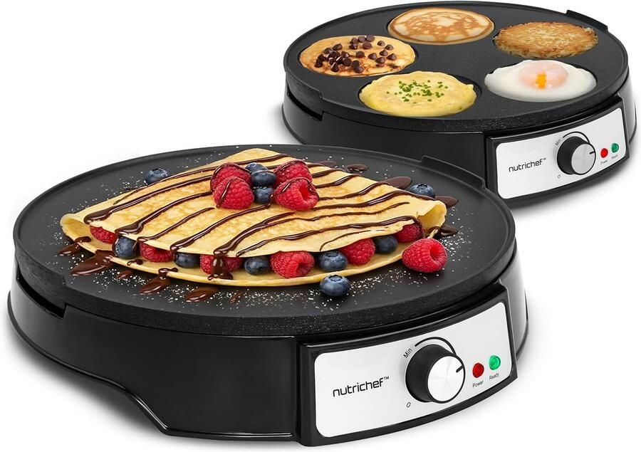 Elektrische Crepe Pan & Pannenkoekenmaker Reversible 12 Inch Bakplaat met Anti-aanbaklaag en Temperatuurregeling