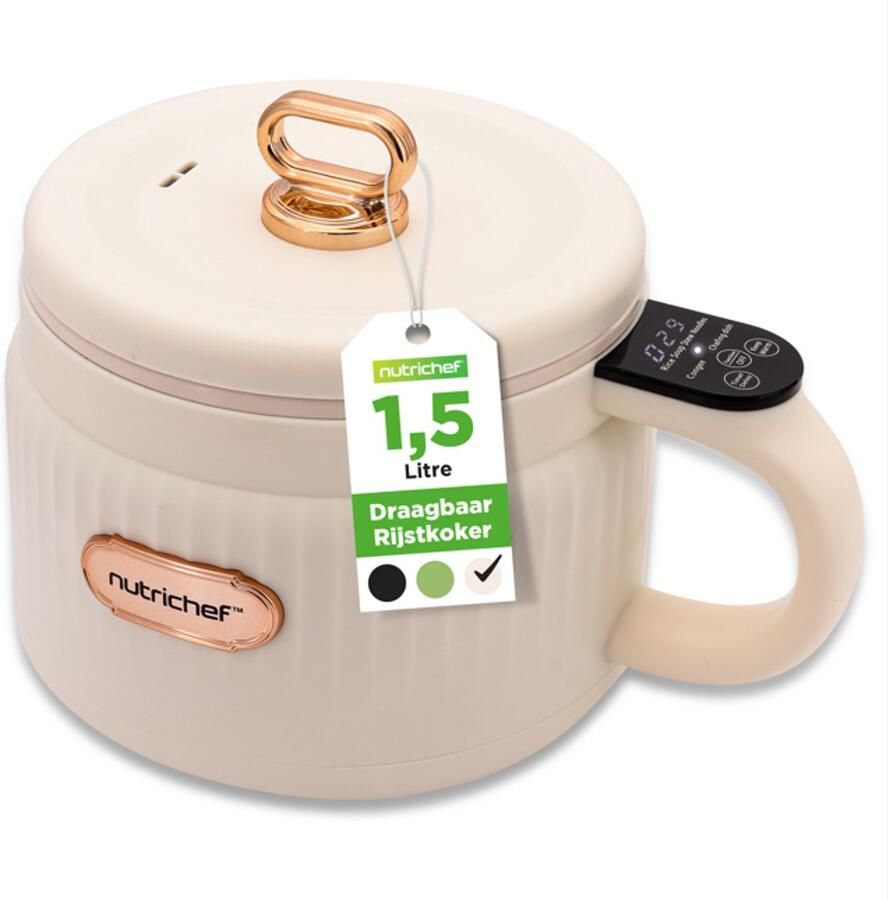 NUTRICHEF Rijstkoker 1 5L Draagbare Elektrische Multicooker- 6 Kookfuncties Rijst Soep Stoofpot Pap & Meer Wit