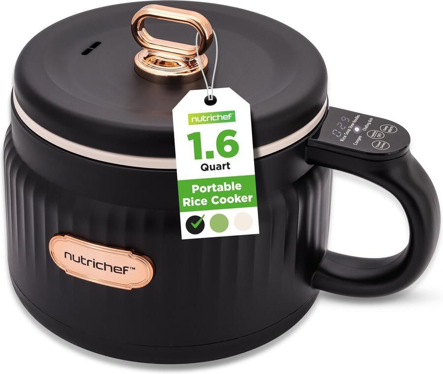NUTRICHEF Rijstkoker 1 6L Draagbare Elektrische Multicooker- 6 Kookfuncties Rijst Soep Stoofpot Pap & Meer Zwart