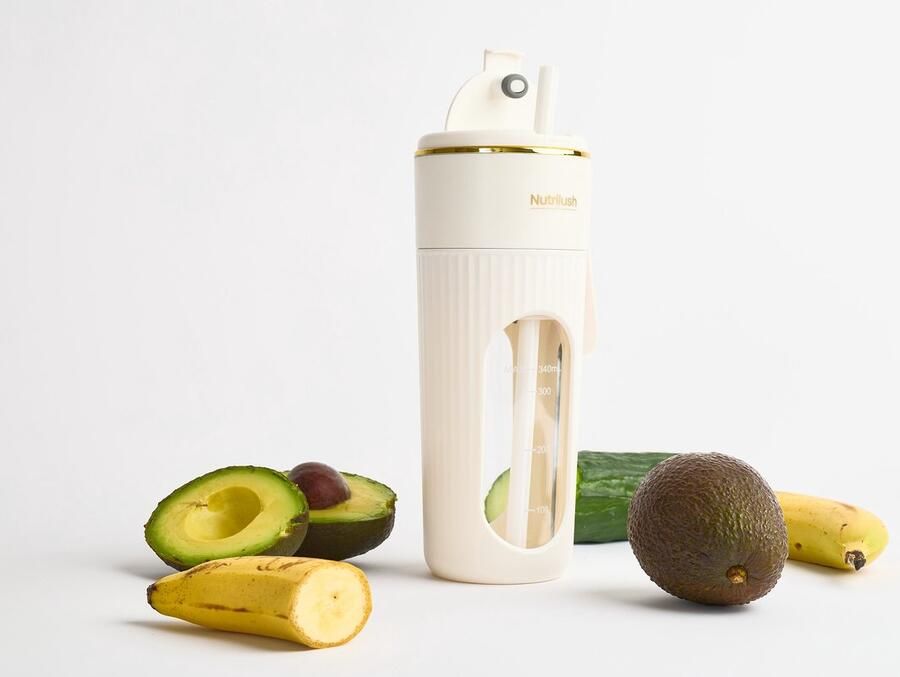 NutriLush Mini Blender – Smoothie Maker To Go – Draagbare Blender – USB Oplaadbaar – 340ml – Voor Shakes Smoothies & Eiwitdranken – Portable Blender Onderweg