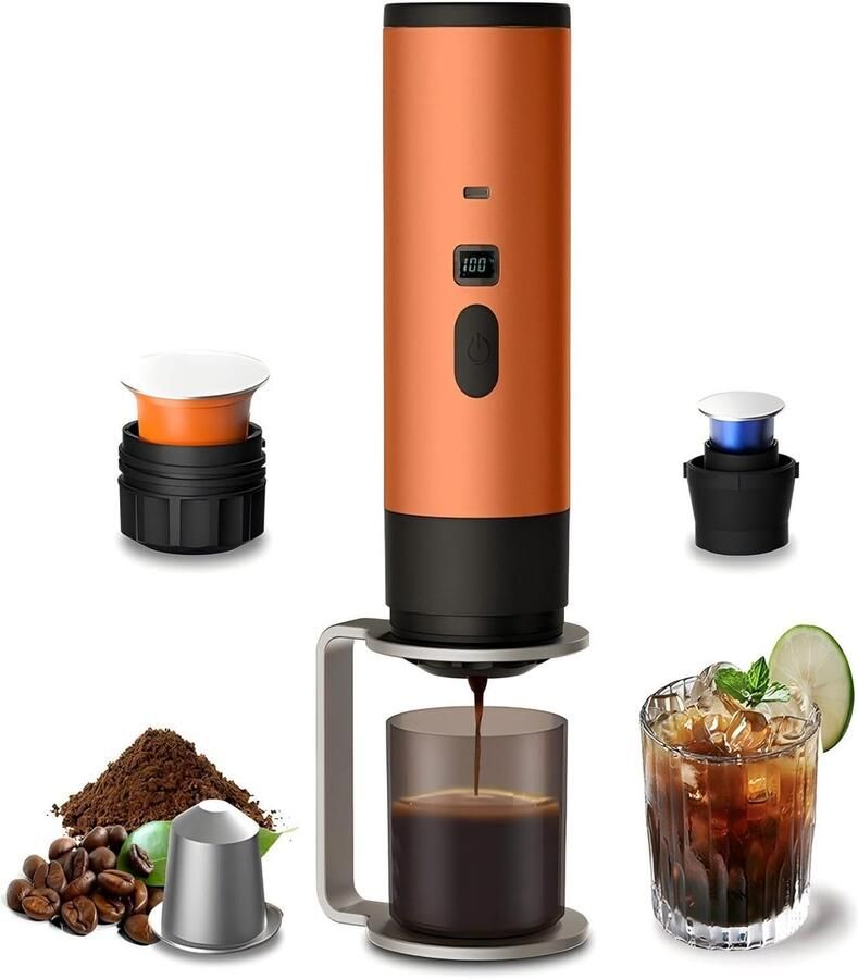 OBOSOE Drie-In-ééN Draagbare Koffiezetapparaat Draagbare Koffiezetapparaat Oplaadbare Koffiezetapparaat Usb-Capsule Espressomachine (sinaasappel)