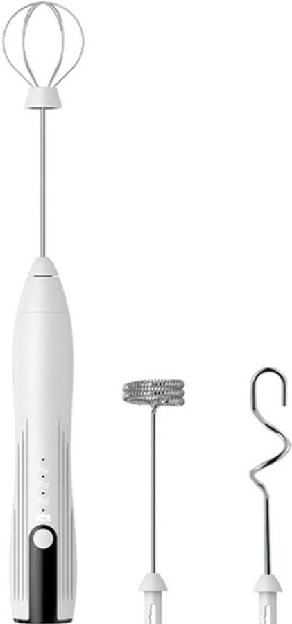 OBOSOE Elektrische Kleine Blender Melkopschuimer Eierklopper Garde Mixer 3-Snelheden Oplaadbaar Handzaam (Wit)