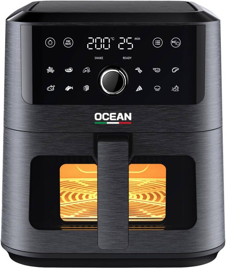 Ocean OCAFK1755DWN Airfryer 5.5L 1700W Doorkijk lade 12 Programma's