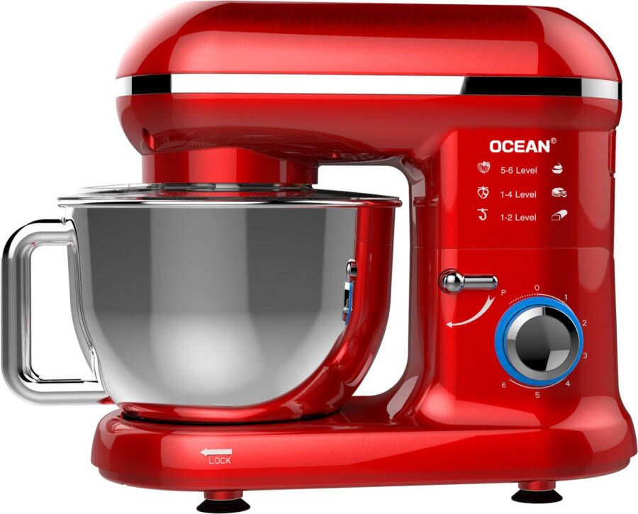 Ocean OCSM5511R Keukenmachine 5 5L 6 Snelheden + Pulse 1100W
