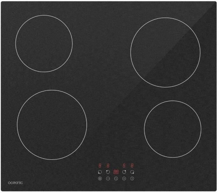 Oceanic Glaskeramische kookplaat 4 branders Zwart